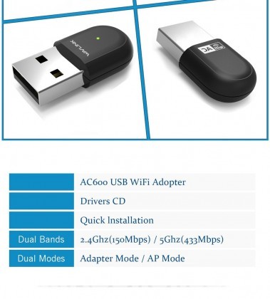 Wavlink WL-WN691A1 AC600 Dual Band Wi-Fi USB Adapter